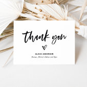 Zwart-wit Casual script en hartmarketing Bedankkaart