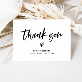 Zwart-wit Casual script en hartmarketing Bedankkaart