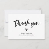 Zwart-wit Casual script en hartmarketing Bedankkaart (Voorkant)