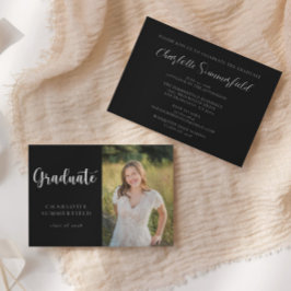 Zwart-wit Casual Script Foto | AFSTUDEREN Kaart