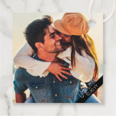 Zwart-wit Casual trouwfoto Bedankjes Labels (Achterkant)