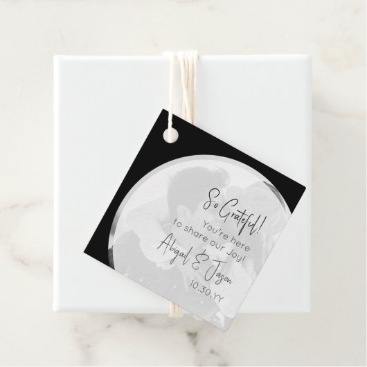 Zwart-wit Casual trouwfoto Bedankjes Labels (In situ)