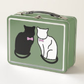 Zwart-wit Cat Metal Lunchbox (Voorkant)
