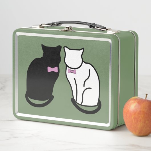 Zwart-wit Cat Metal Lunchbox (In situ)