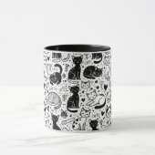 Zwart-wit Cat Pattern Mok – Stijlvol & Schattige (Midden)