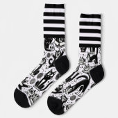Zwart & Wit Cat Pattern Sokken met Stijlvolle Stre (Links)