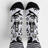 Zwart & Wit Cat Pattern Sokken met Stijlvolle Stre (Top)