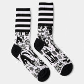 Zwart & Wit Cat Pattern Sokken met Stijlvolle Stre (Rechts)