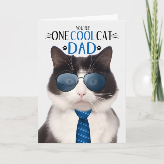 Zwart-wit Cat Vaderdag One Cool Cat Feestdagen Kaart (Voorkant)