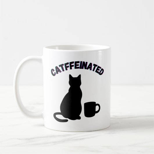 Zwart-wit Catful Coffee Shadows Art Koffiemok (Links)