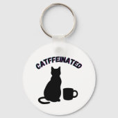 Zwart-wit Catful Coffee Shadows Art Sleutelhanger (Achterkant)