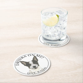 Zwart-wit Cattledog Heeler Wedding Ronde Kartonnen Onderzetter