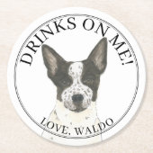 Zwart-wit Cattledog Heeler Wedding Ronde Kartonnen Onderzetter (Voorkant)