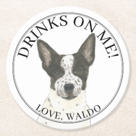 Zwart-wit Cattledog Heeler Wedding Ronde Kartonnen Onderzetter