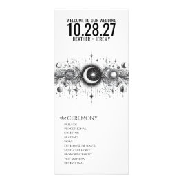 Zwart-wit Celestial huwelijksprogramma Reclamekaart