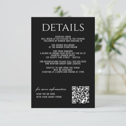 Zwart & Wit Celestial Informatiekaartje (Staand voorkant)