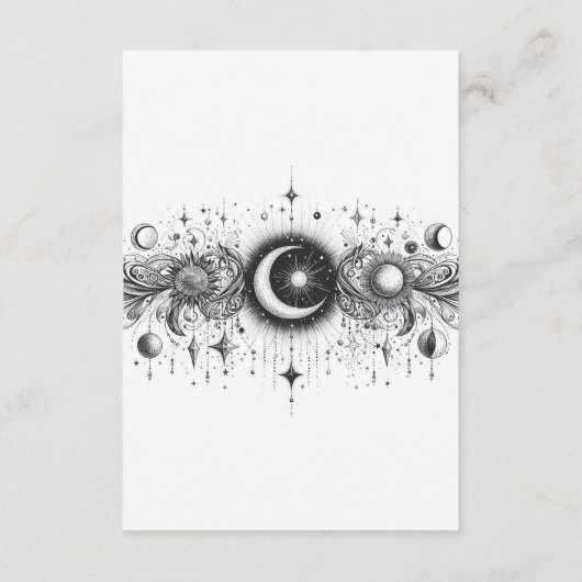 Zwart & Wit Celestial Informatiekaartje (Achterkant)