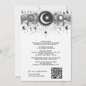 Zwart & Wit Celestial met Details Bruiloft Kaart (Achterkant)