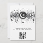 Zwart & Wit Celestial met QR Code Bruiloft Kaart (Achterkant)