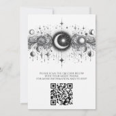 Zwart & Wit Celestial met QR Code Bruiloft Kaart (Achterkant)