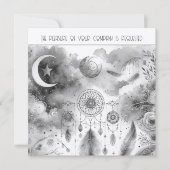 Zwart Wit Celestial Moon Dream Catcher Bruiloft Kaart (Voorkant)