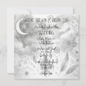 Zwart Wit Celestial Moon Dream Catcher Bruiloft Kaart (Achterkant)