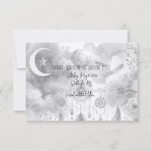 Zwart Wit Celestial Moon Dreamcatcher (Achterkant)