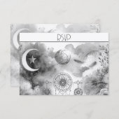 Zwart-wit Celestial Moon Response Kaart (Voorkant / Achterkant)