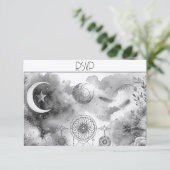 Zwart-wit Celestial Moon Response Kaart (Staand voorkant)