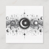 Zwart-wit Celestial QR-code Informatiekaartje (Achterkant)