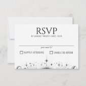 Zwart & Wit Celestial RSVP Kaartje (Voorkant)