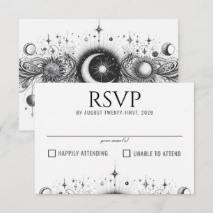 Zwart & Wit Celestial RSVP Kaartje