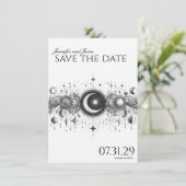 Zwart & Wit Celestial Save The Date (Staand voorkant)