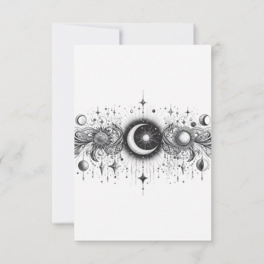 Zwart & Wit Celestial Voedselkeuzen RSVP Kaartje (Achterkant)