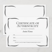 Zwart-wit certificaat van authenticiteit Sjabloon Kaart (Voorkant / Achterkant)