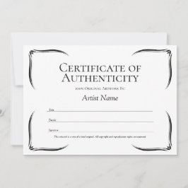 Zwart-wit certificaat van authenticiteit Sjabloon Kaart