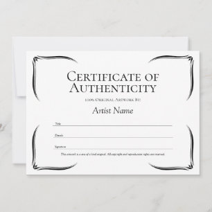Zwart-wit certificaat van authenticiteit Sjabloon Kaart