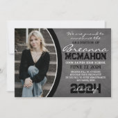 Zwart-wit Chalkboard Afstuderen Aankondiging (Voorkant)