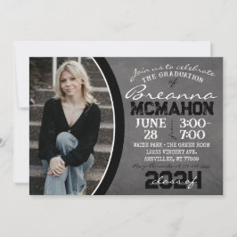 Zwart-wit Chalkboard Afstuderen Invitation Kaart