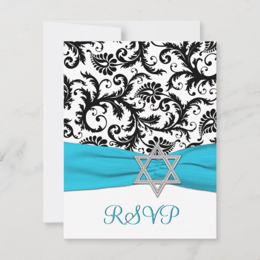 Zwart, wit chassis met Aqua FAUX-lint RSVP (Voorkant)