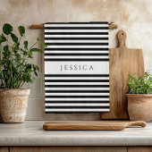 Zwart-wit chassis met strips theedoek