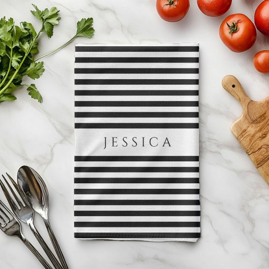 Zwart-wit chassis met strips theedoek