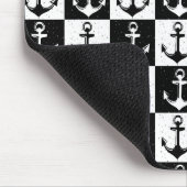 Zwart Wit Check Anker Patroon Ontwerp Muismat (Hoek)