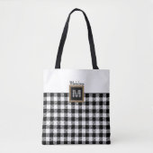 Zwart-wit Check Buffalo Plaid Monogram Classic Tote Bag (Voorkant)