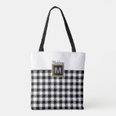 Zwart-wit Check Buffalo Plaid Monogram Classic Tote Bag (Achterkant)