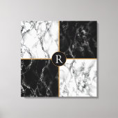 Zwart Wit Check Canvas Print met uw brief (Voorkant)