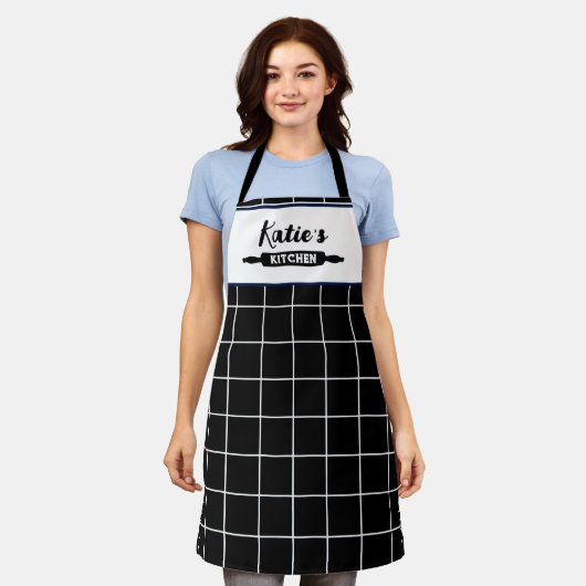 Zwart-wit Check Custom Schort (Gedragen)