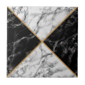 Zwart-wit Check Faux Marmer Keramische Tegel Tegeltje (Voorkant)