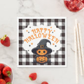 Zwart-wit Check Gingham Halloween Servet (Insitu)