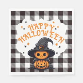 Zwart-wit Check Gingham Halloween Servet